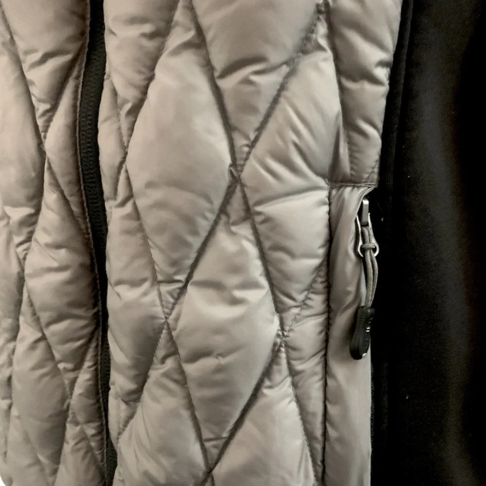 32 Degrees Mixed Media Soft Packable High Neck Down Jacket Coat Gray Black S - Picture 5 of 9